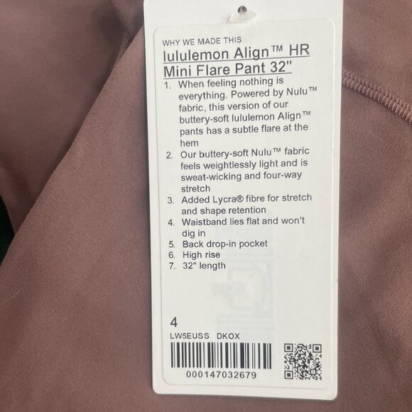 NWT Lululemon Align High-Rise Mini-Flared Pant 32" Dark Oxide - Picture 7 of 7
